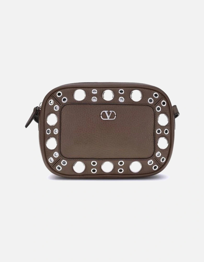 Studded Leather Crossbody Bag Women - Brown Shoulder Bags