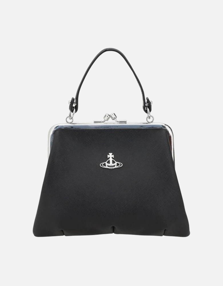 Elegant Pebbled Leather Granny Handbag Women - Black Shoulder Bags