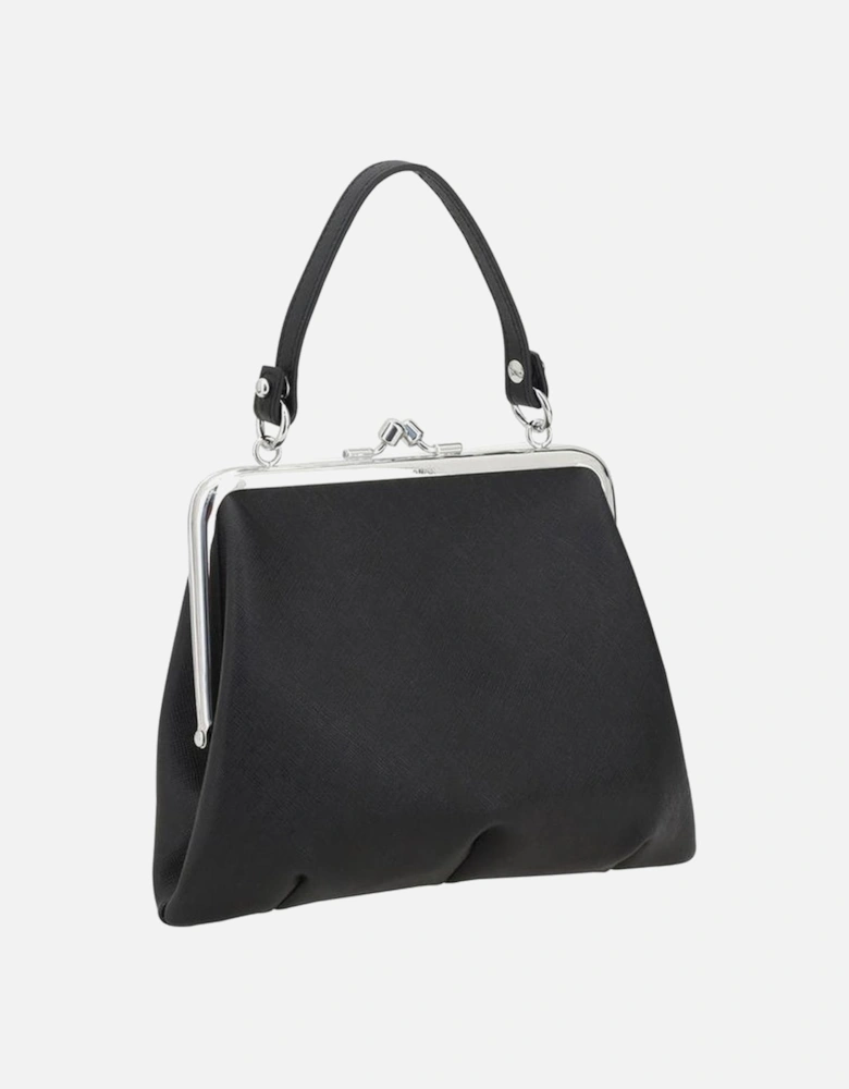 Elegant Pebbled Leather Granny Handbag Women - Black Shoulder Bags