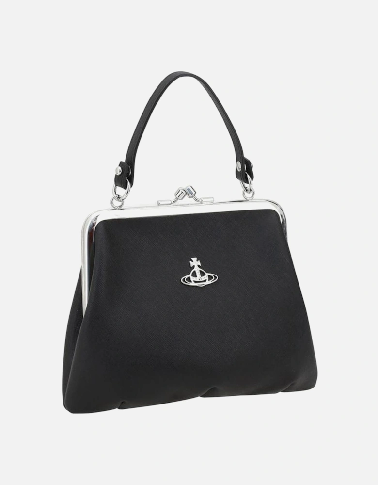 Elegant Pebbled Leather Granny Handbag Women - Black Shoulder Bags