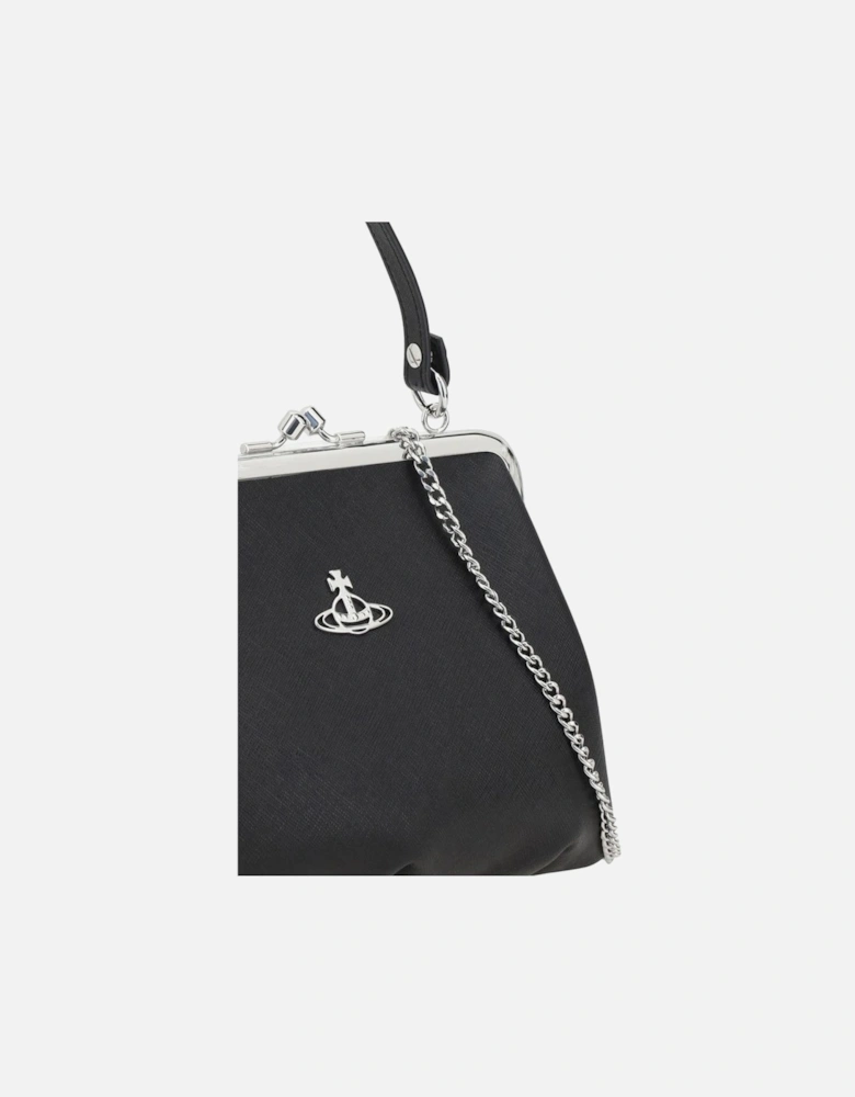 Elegant Pebbled Leather Granny Handbag Women - Black Shoulder Bags