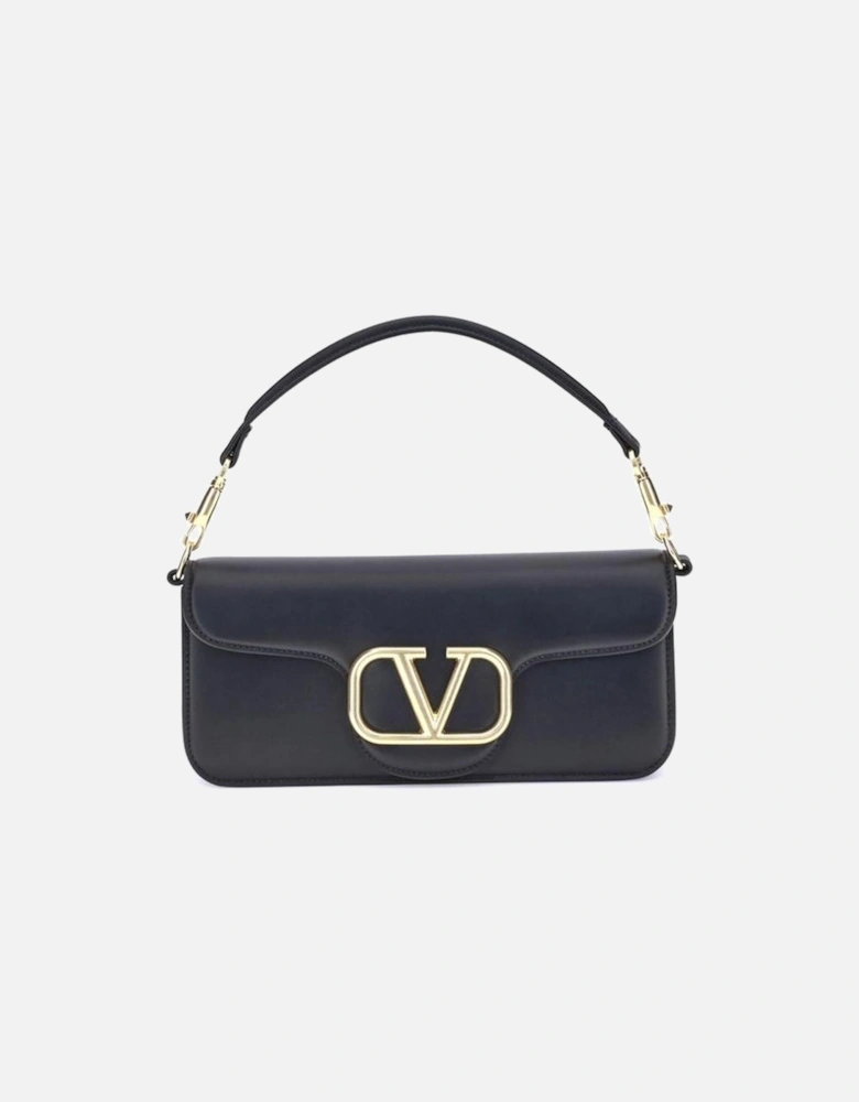 Loco Leather Shoulder Bag with Antiqued Brass VLogo Women - Black