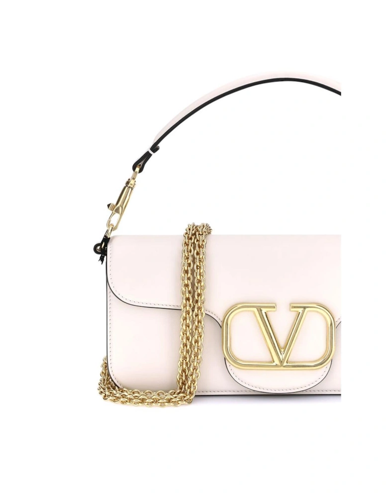 Loco Leather Shoulder Bag with Chain Strap Women - White