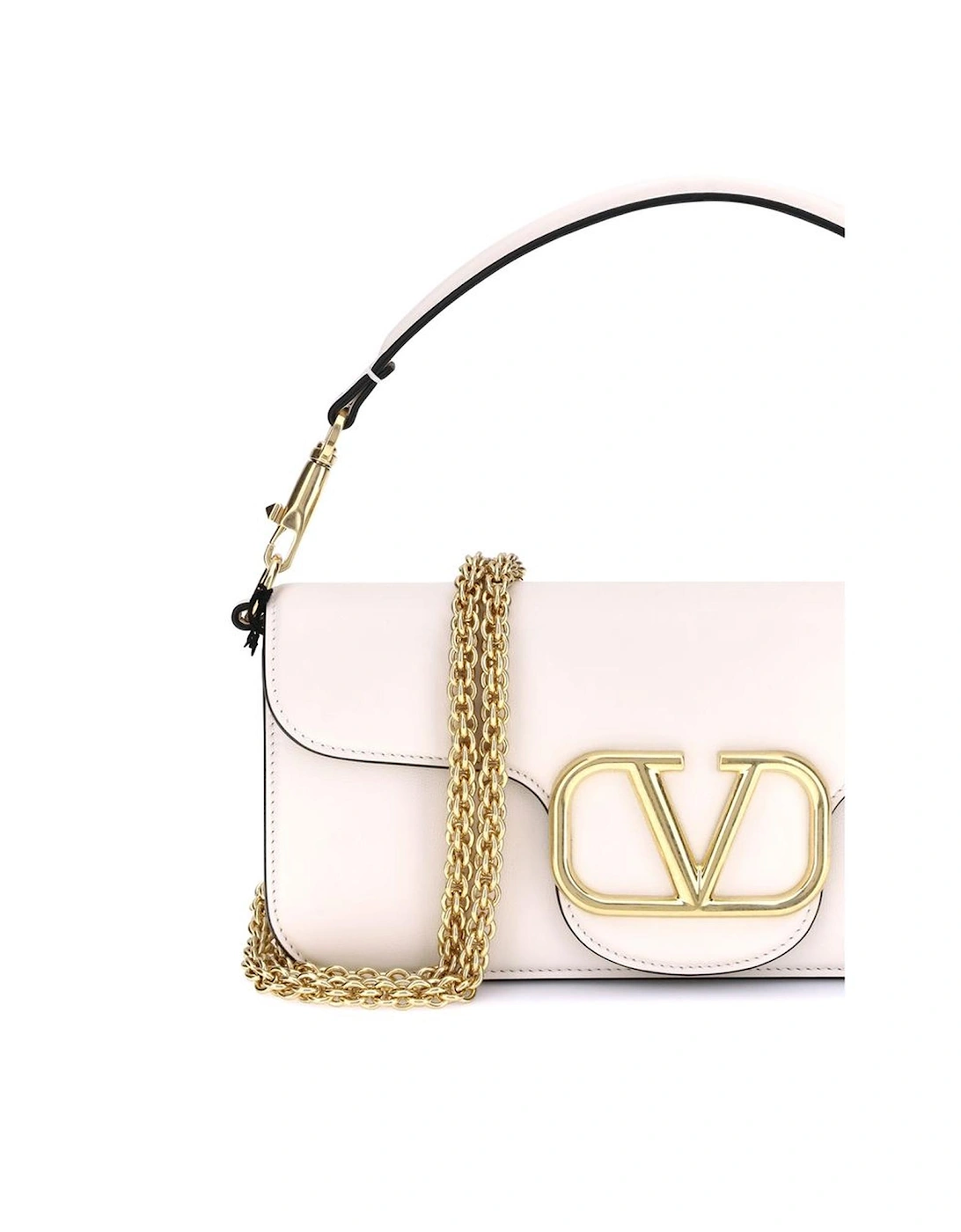 Loco Leather Shoulder Bag with Chain Strap Women - White