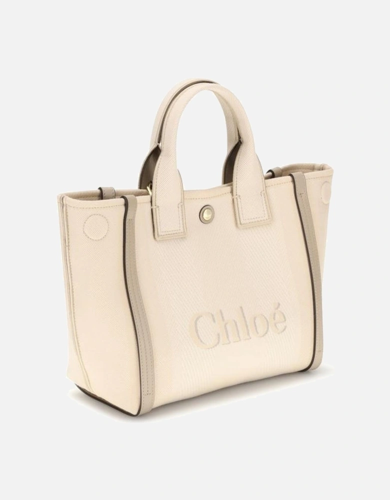 Cotton Tote Bag with Leather Details Women - Beige Shoulder Bags