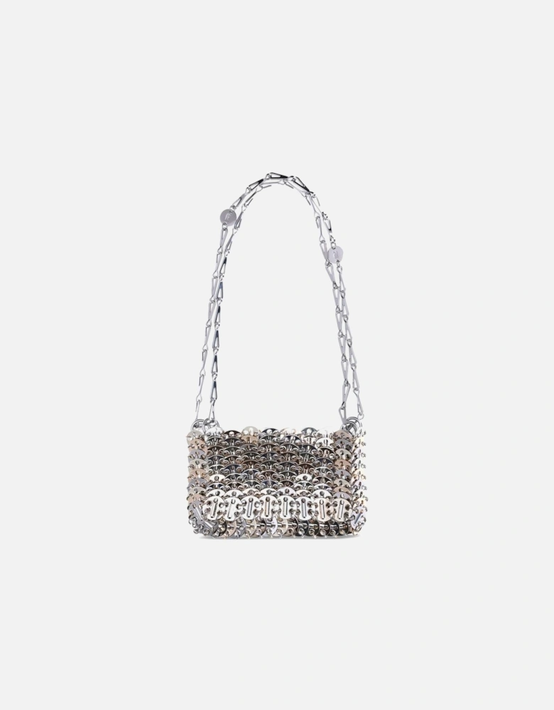 Metallic Mesh Nano Shoulder Bag with Metal Handles Women - Silver