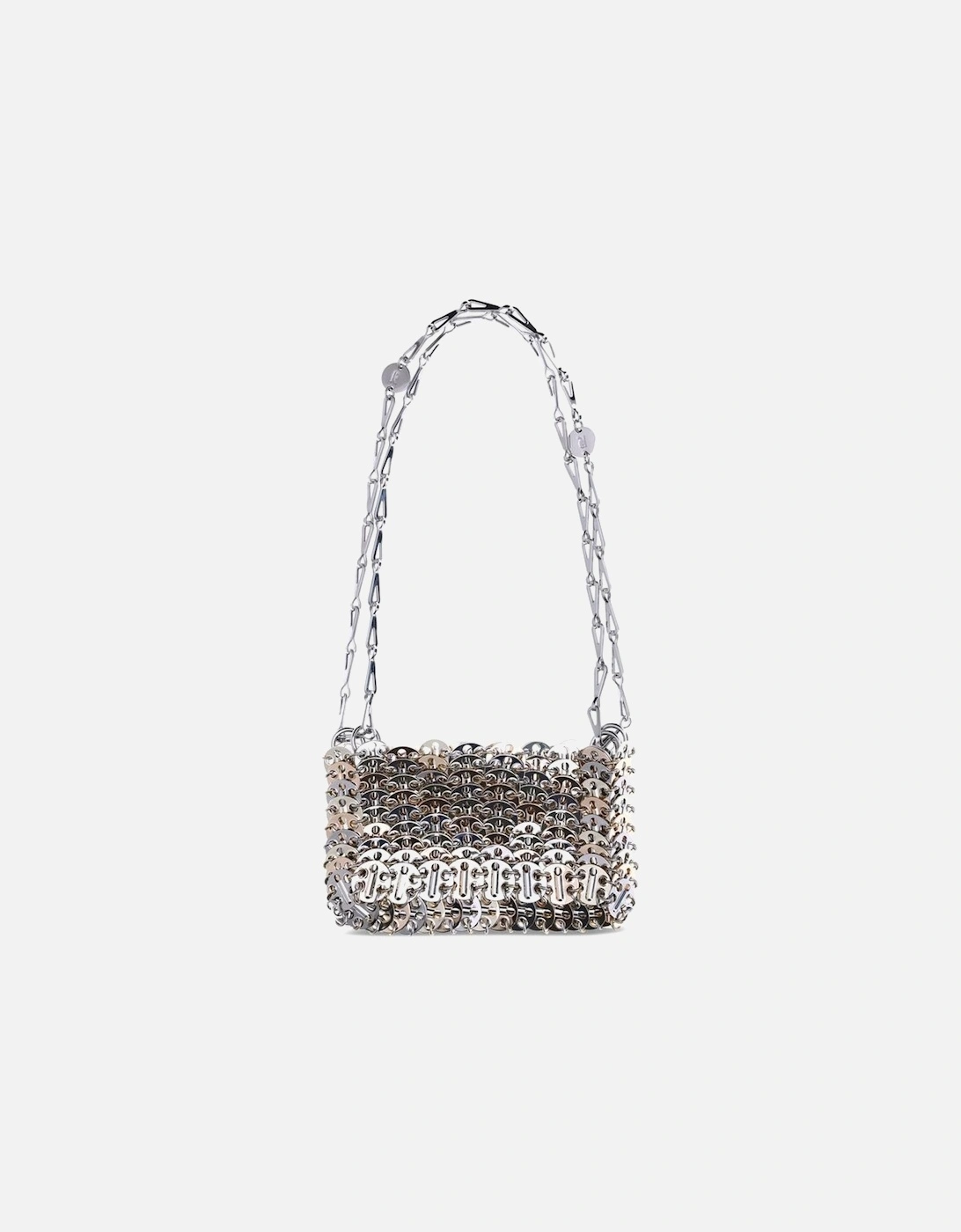 Metallic Mesh Nano Shoulder Bag with Metal Handles Women - Silver