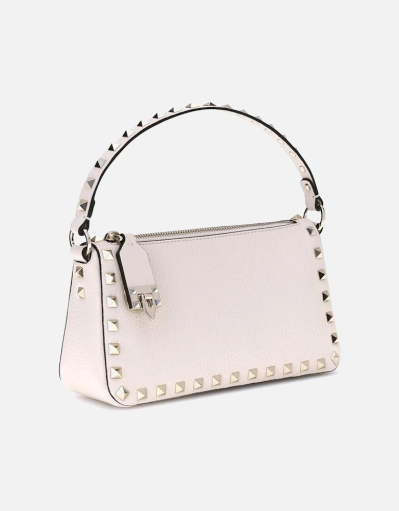 Rockstud Zip-Up Shoulder Bag with Studded Handle Women - White