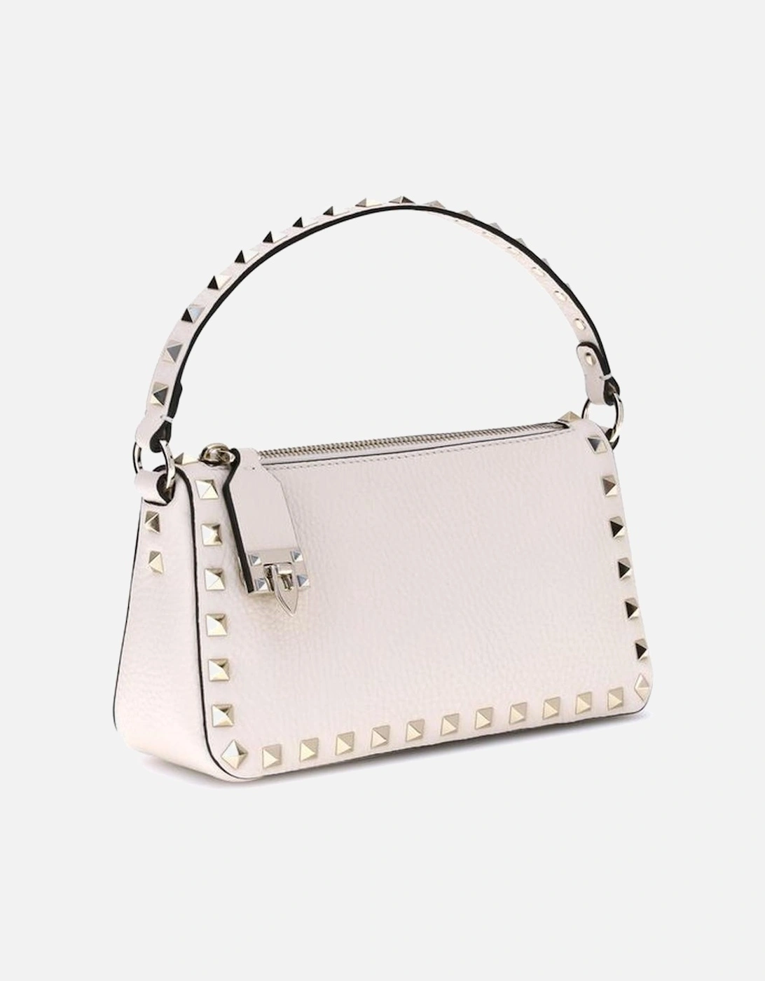 Rockstud Zip-Up Shoulder Bag with Studded Handle Women - White