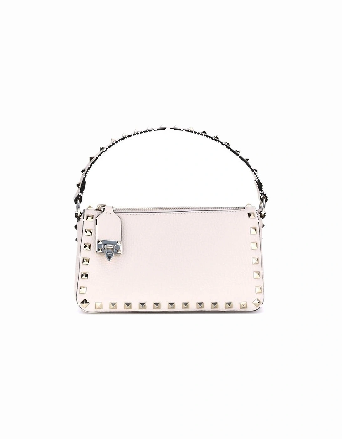 Rockstud Zip-Up Shoulder Bag with Studded Handle Women - White, 5 of 4