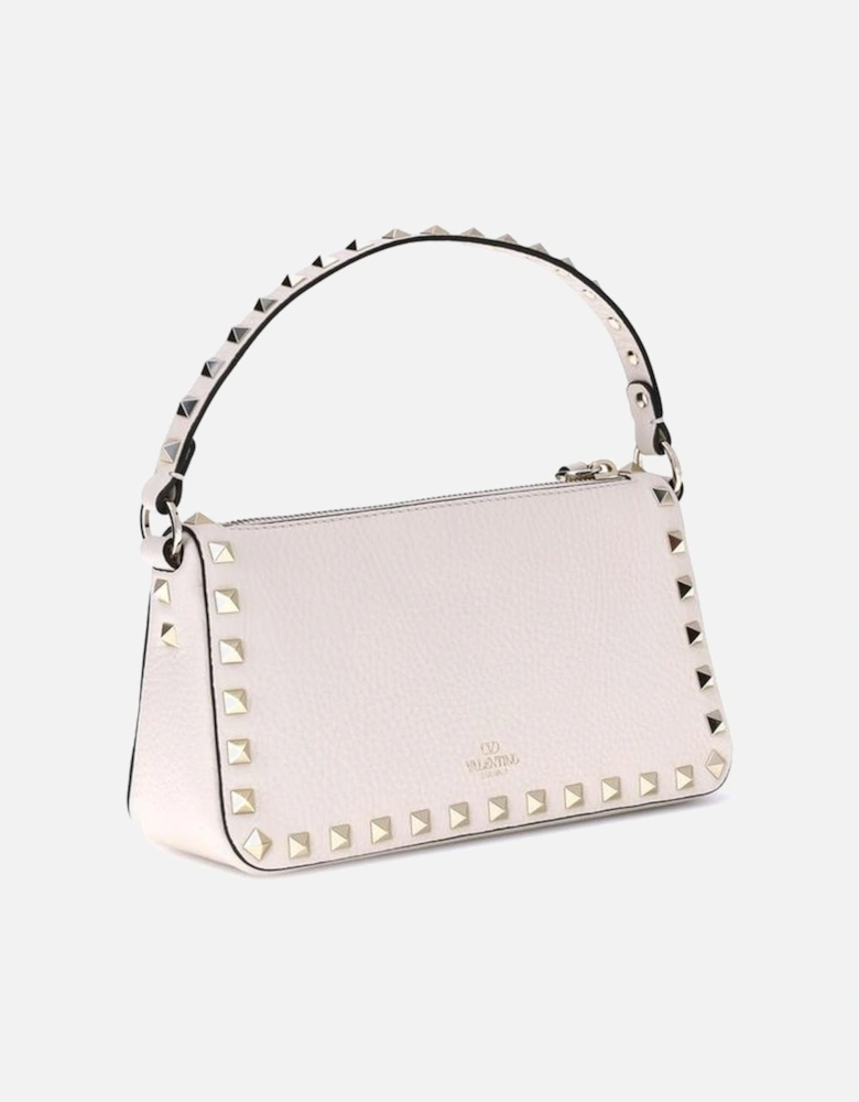 Rockstud Zip-Up Shoulder Bag with Studded Handle Women - White