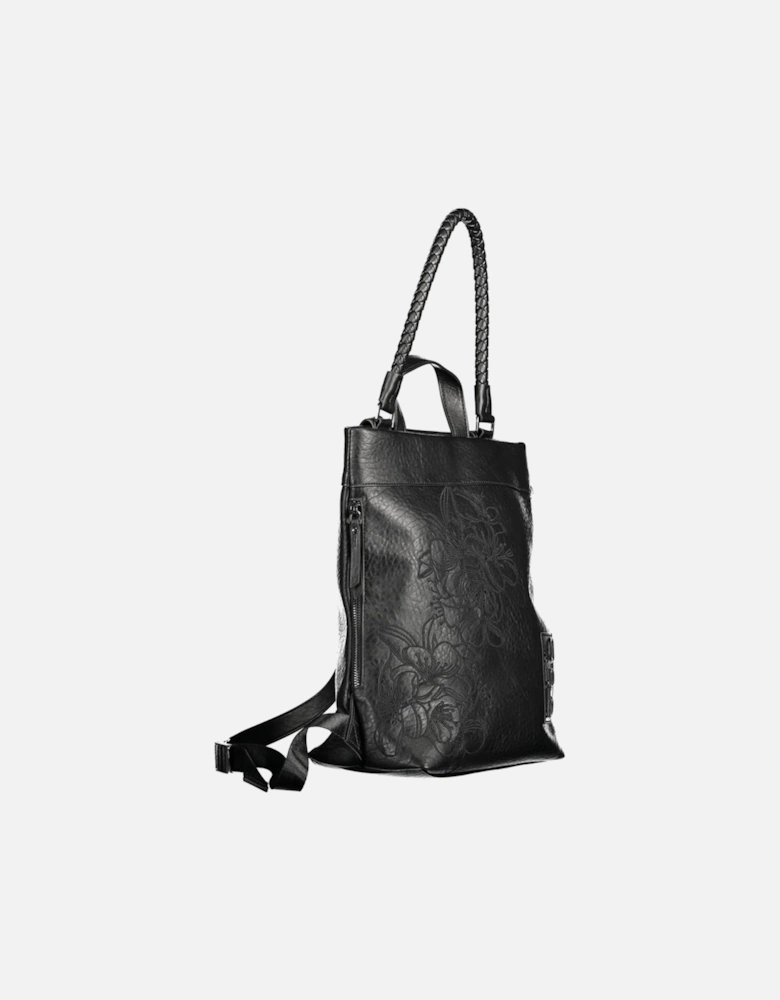 Embroidered Logo Backpack with Adjustable Straps Women - Black