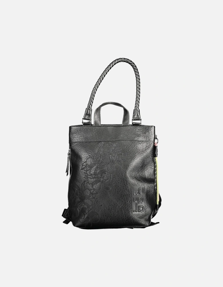 Embroidered Logo Backpack with Adjustable Straps Women - Black