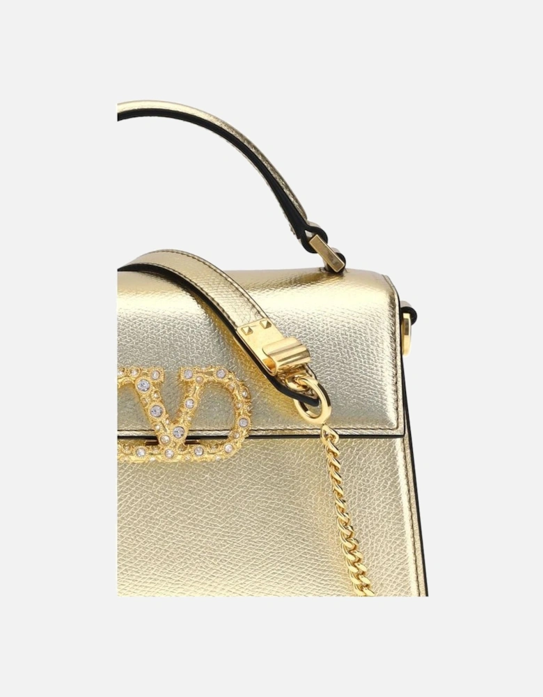 Mini Calfskin Handbag with Jeweled VLogo Closure Women - Gold