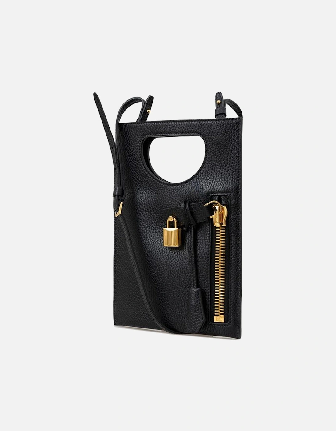Mini Crossbody Bag with Gold Zip and Padlock Women - Black Shoulder