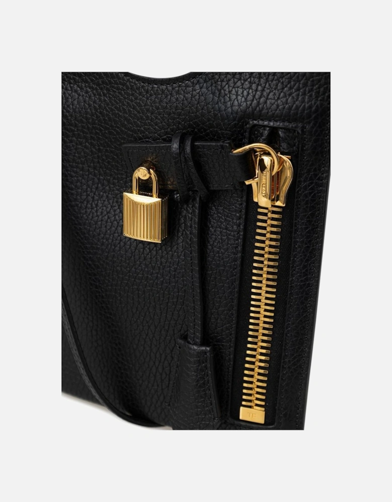 Mini Crossbody Bag with Gold Zip and Padlock Women - Black Shoulder