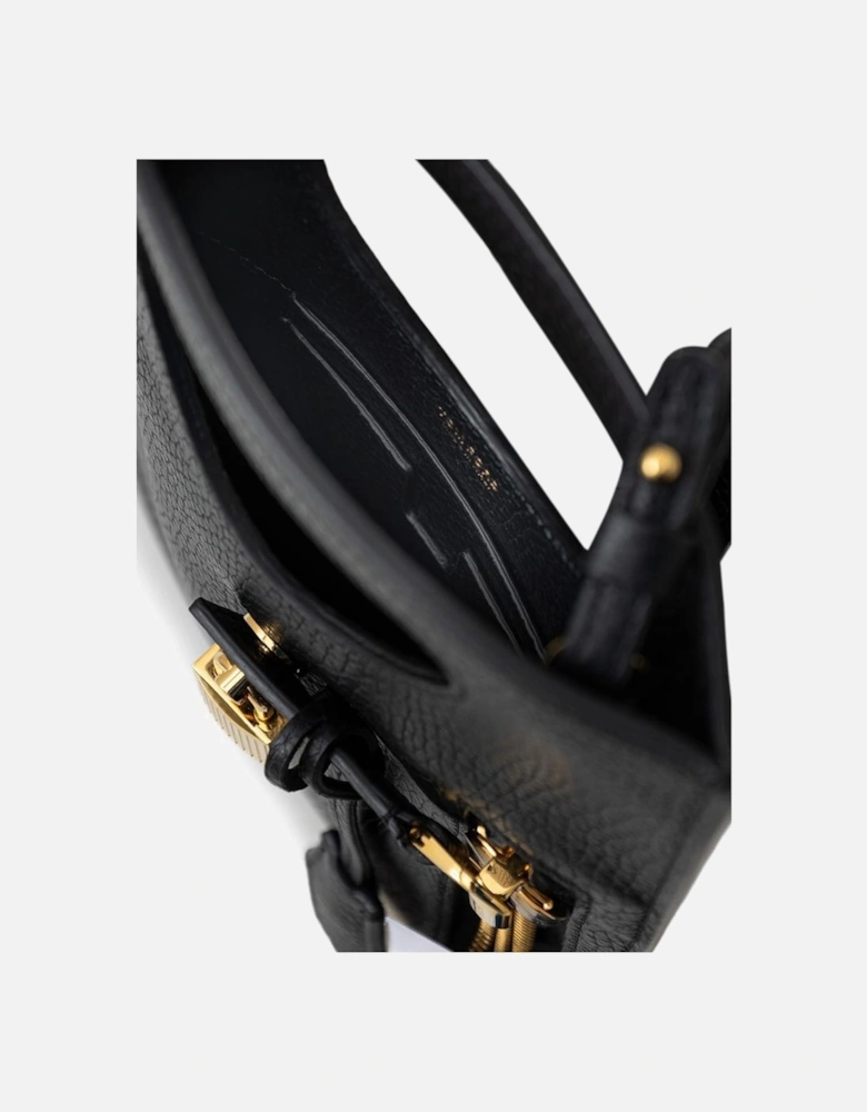 Mini Crossbody Bag with Gold Zip and Padlock Women - Black Shoulder