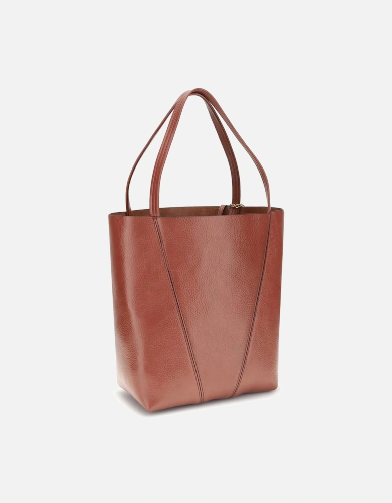 Leather Spin Shoulder Bag with Monogram Detailing Women - Brown