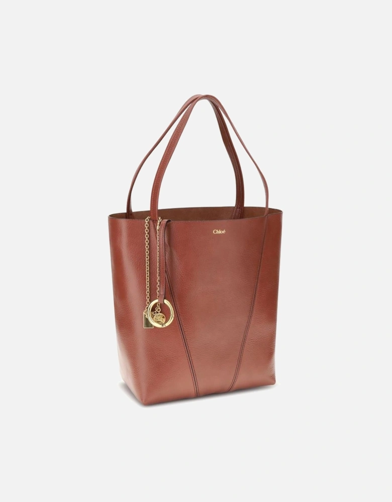 Leather Spin Shoulder Bag with Monogram Detailing Women - Brown