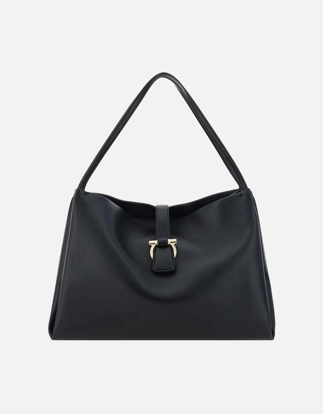 Grained Leather Handbag with Logo Applique Women - Black, 5 of 4