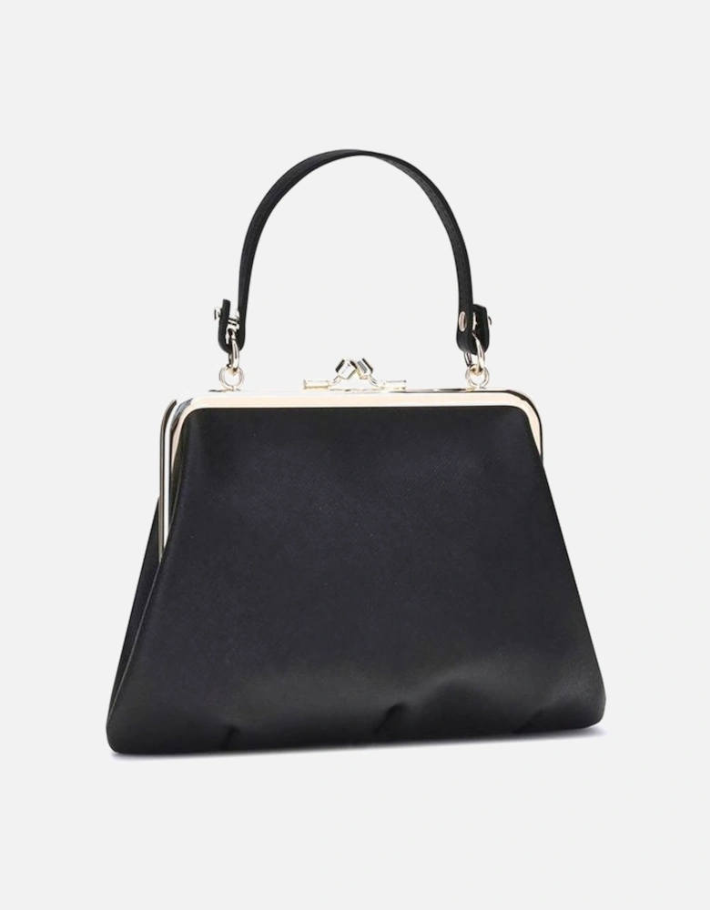 Granny Handbag with Chain Strap and Metallic Logo Women - Black