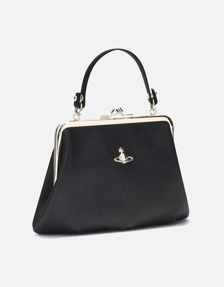Granny Handbag with Chain Strap and Metallic Logo Women - Black