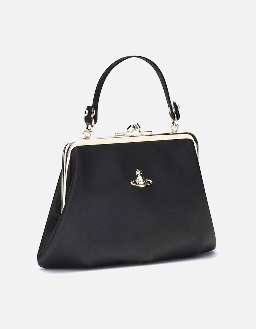 Granny Handbag with Chain Strap and Metallic Logo Women - Black