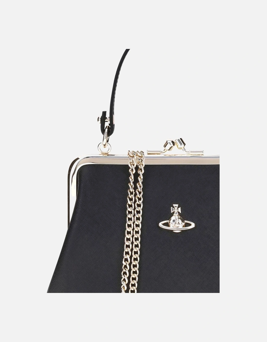 Granny Handbag with Chain Strap and Metallic Logo Women - Black