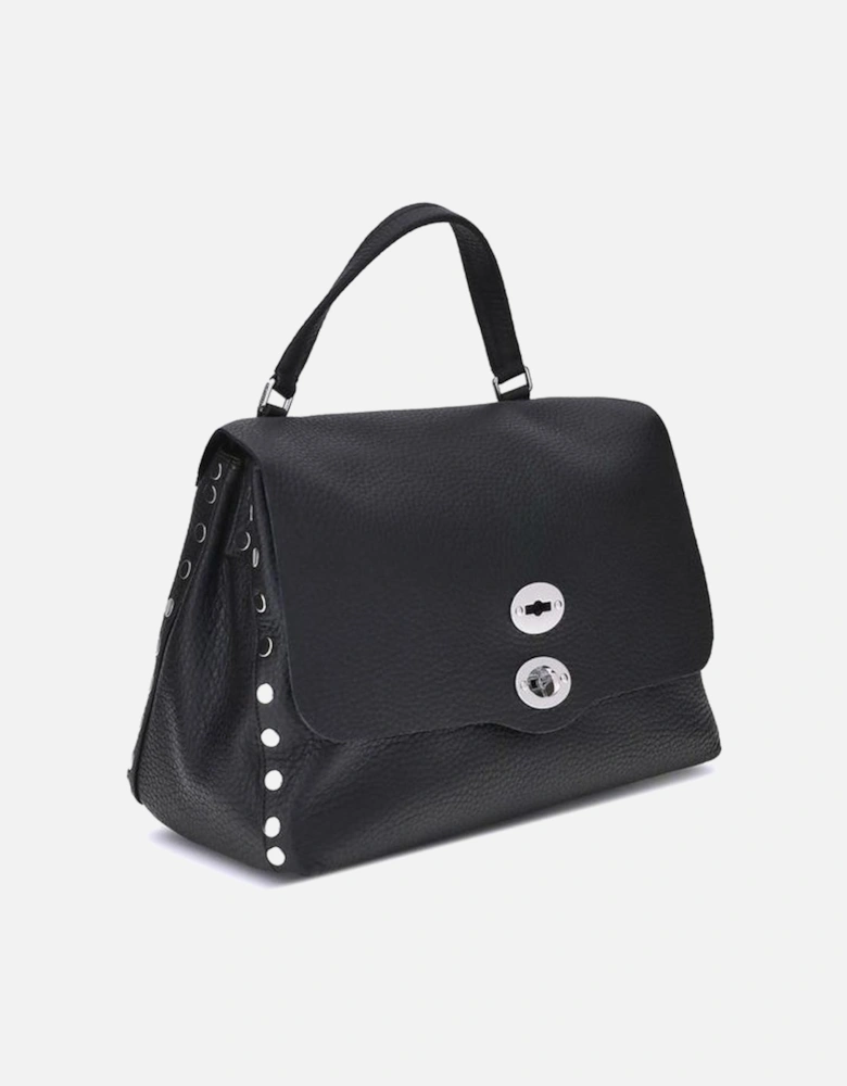 Medium Leather Shoulder Bag with Swivel Hook Closure Women - Black