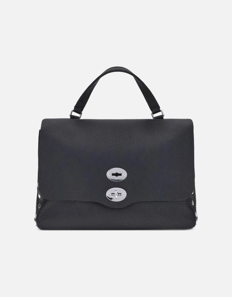 Medium Leather Shoulder Bag with Swivel Hook Closure Women - Black