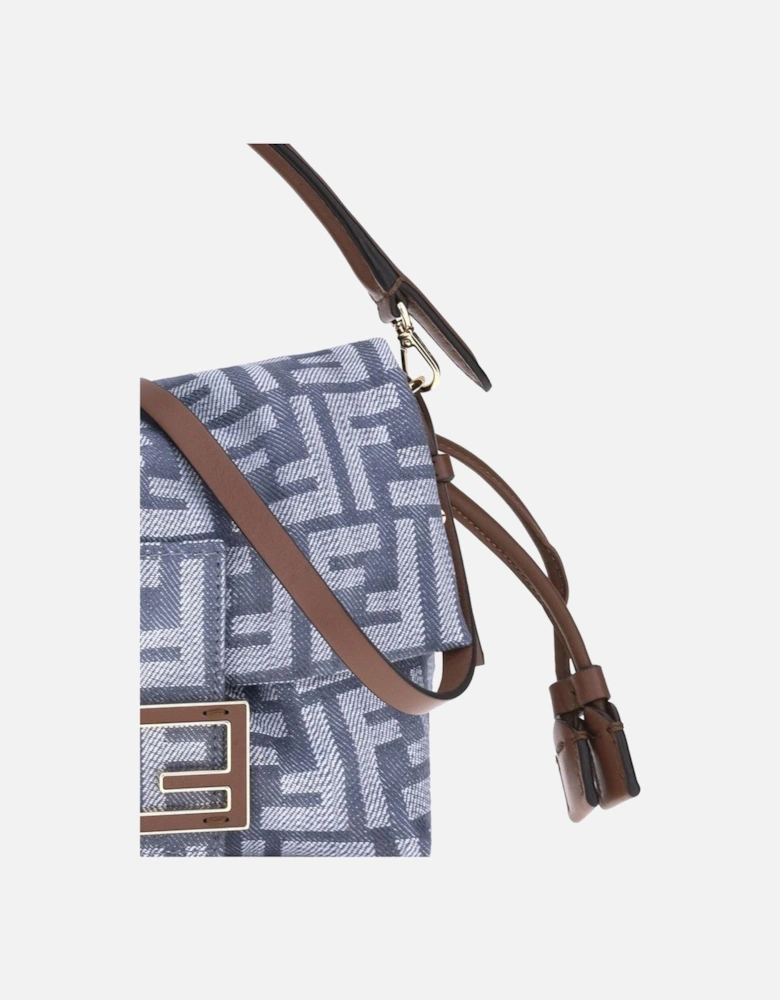 Small Jacquard Baguette Shoulder Bag Women - Blue