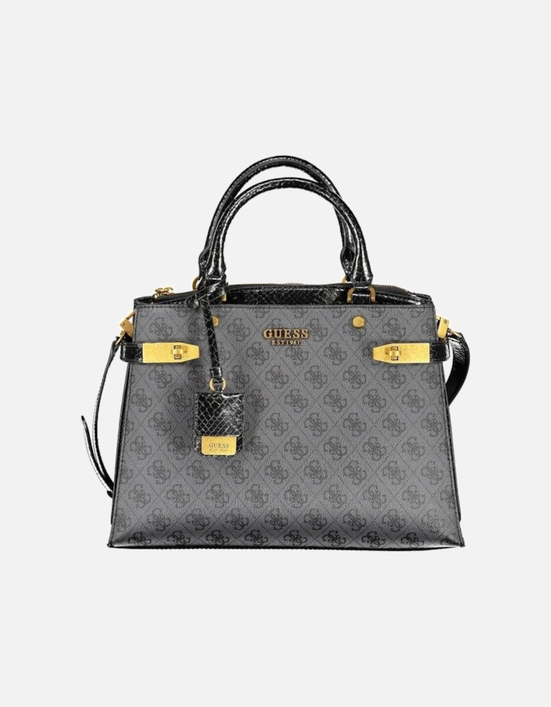 Structured Leather Tote with Multiple Pockets Women - Black Handbags