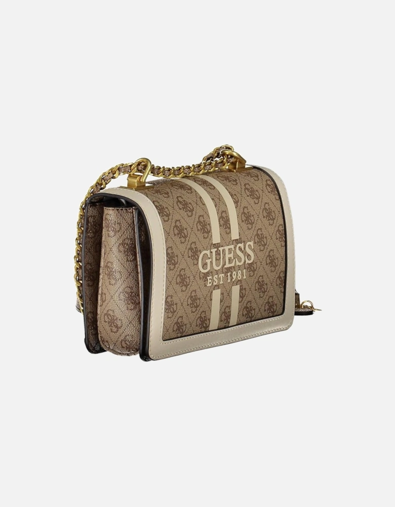 Chain Shoulder Bag with Multiple Compartments Women - Beige Handbags