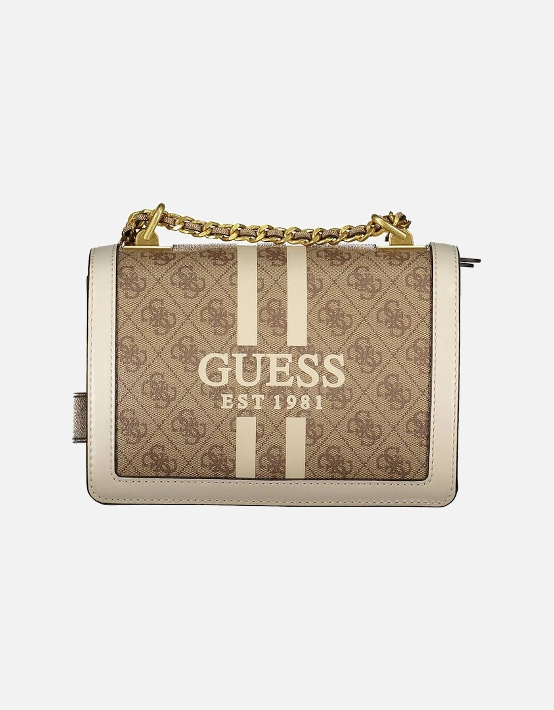 Chain Shoulder Bag with Multiple Compartments Women - Beige Handbags, 4 of 3