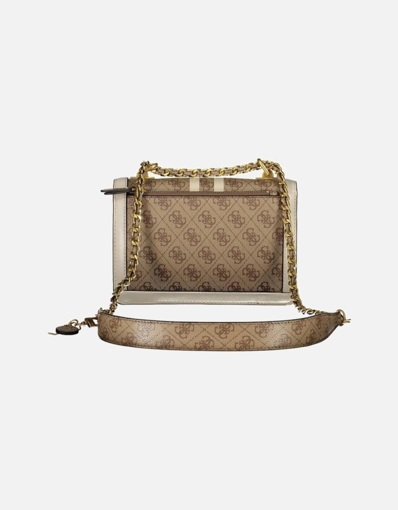 Chain Shoulder Bag with Multiple Compartments Women - Beige Handbags