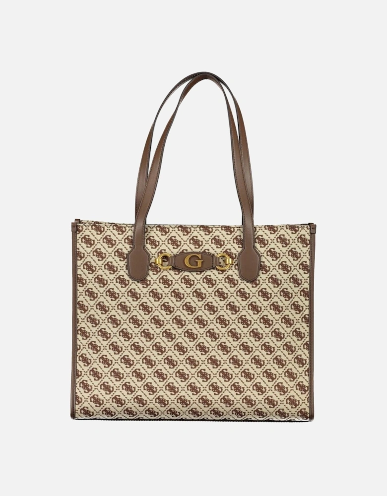 Shoulder Bag with Multiple Pockets and Zip Closure Women - Brown