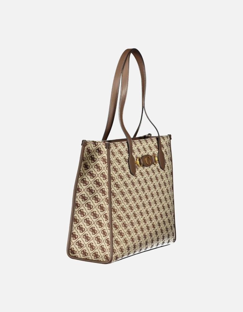 Shoulder Bag with Multiple Pockets and Zip Closure Women - Brown