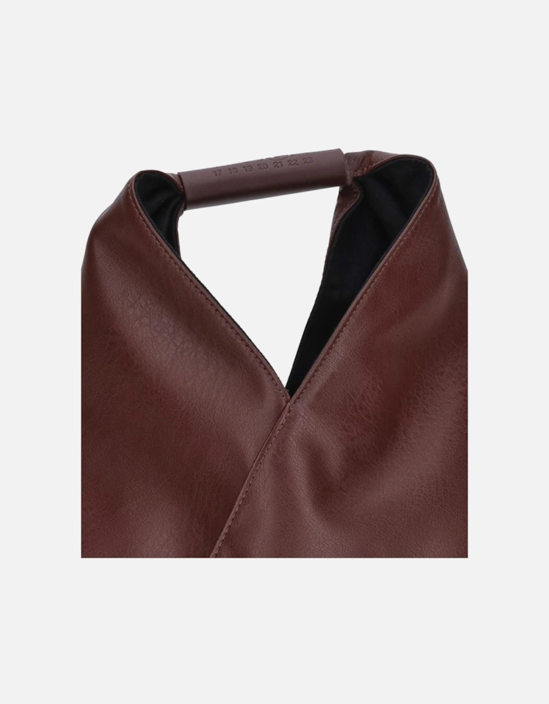 Japanese Small Faux Leather Bag with Tubular Handle Women - Bordeaux