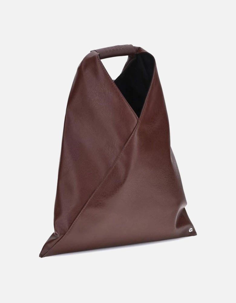 Japanese Small Faux Leather Bag with Tubular Handle Women - Bordeaux