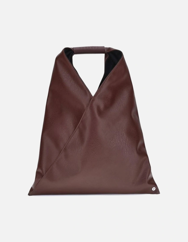Japanese Small Faux Leather Bag with Tubular Handle Women - Bordeaux