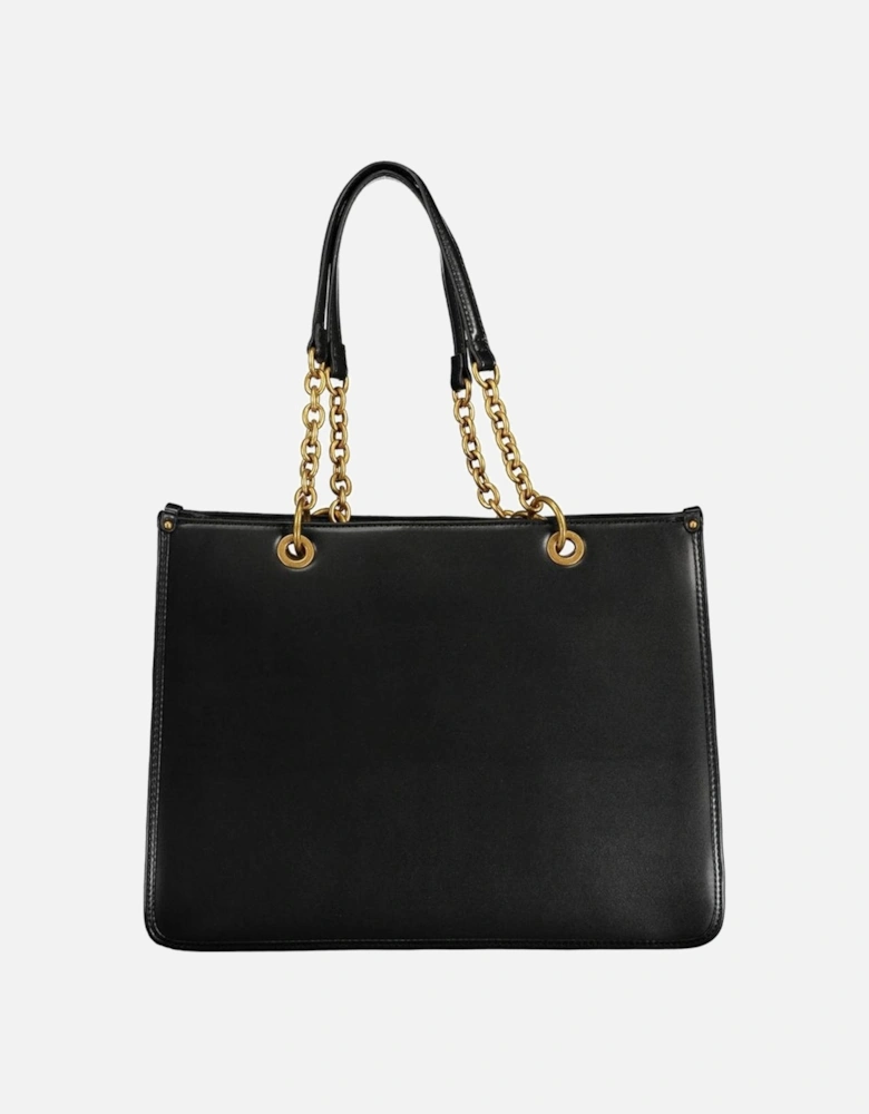 Shoulder Bag with Inside Pockets and Clip Closure Women - Black