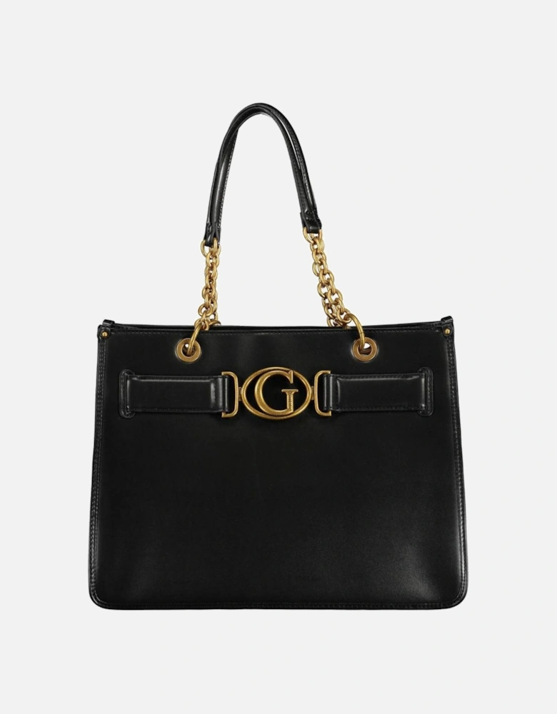Shoulder Bag with Inside Pockets and Clip Closure Women - Black