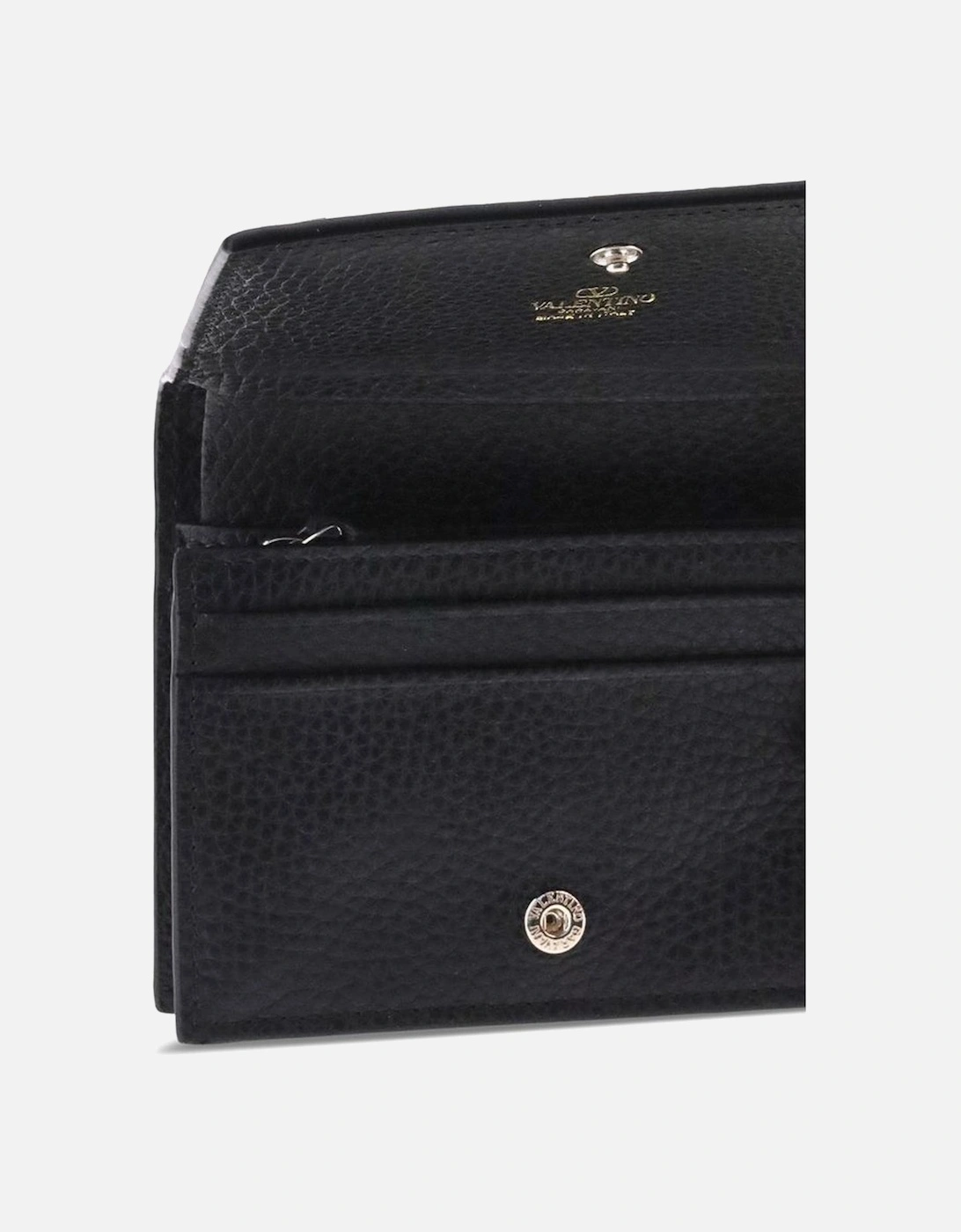 Rockstud Leather Wallet with Card Slots and Coin Purse Women - Black
