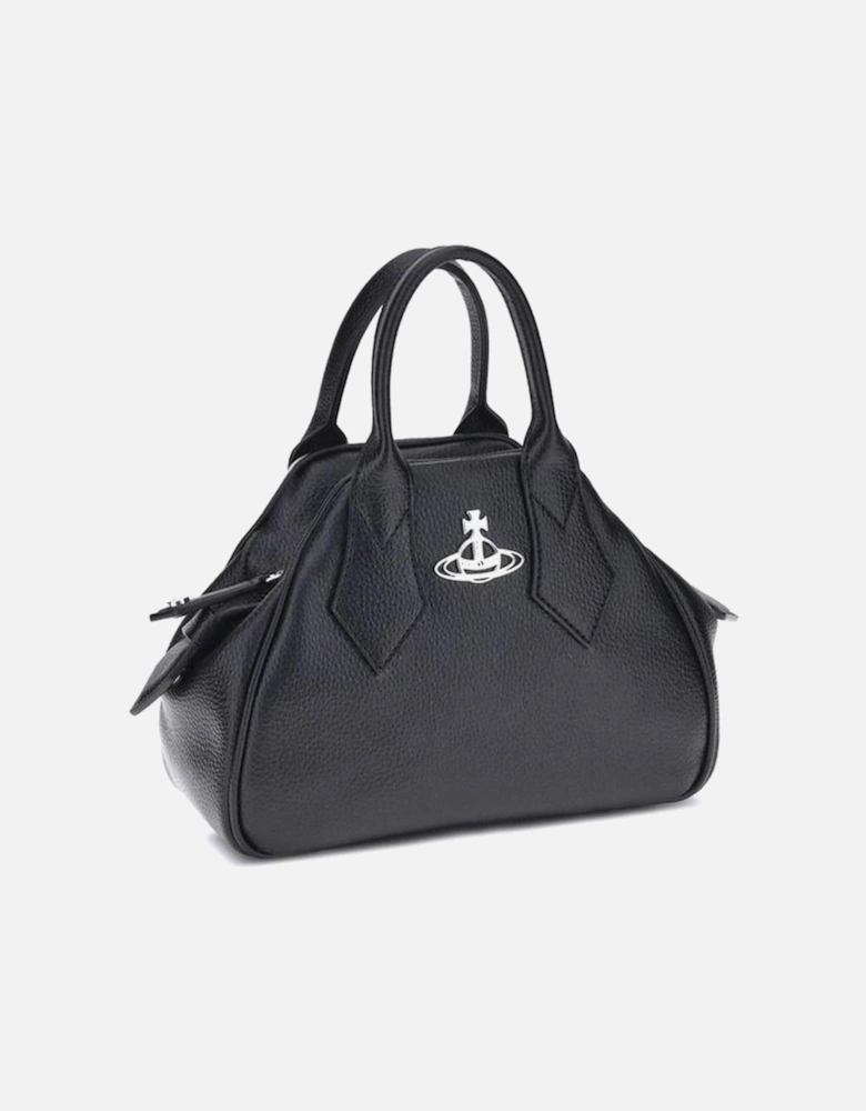 Textured Finish Yasmine Hand Bag with Embossed Metal Orb Women - Black