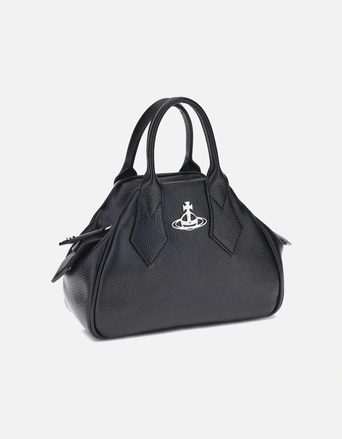 Textured Finish Yasmine Hand Bag with Embossed Metal Orb Women - Black