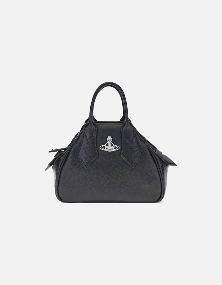 Textured Finish Yasmine Hand Bag with Embossed Metal Orb Women - Black
