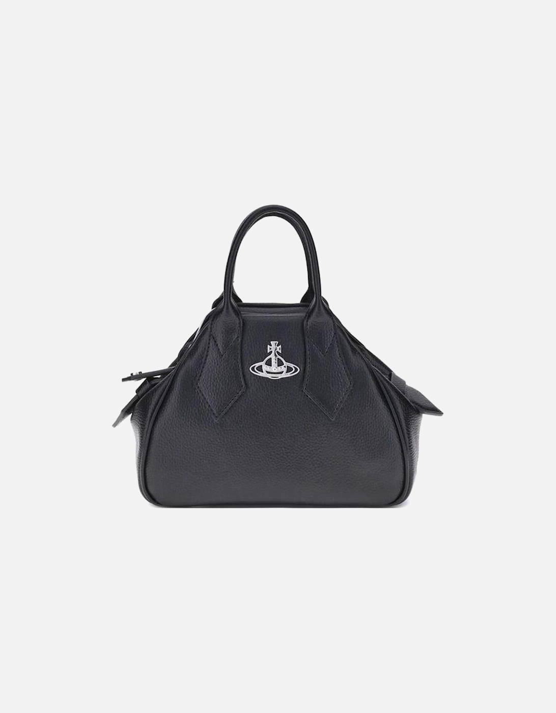 Textured Finish Yasmine Hand Bag with Embossed Metal Orb Women - Black, 5 of 4