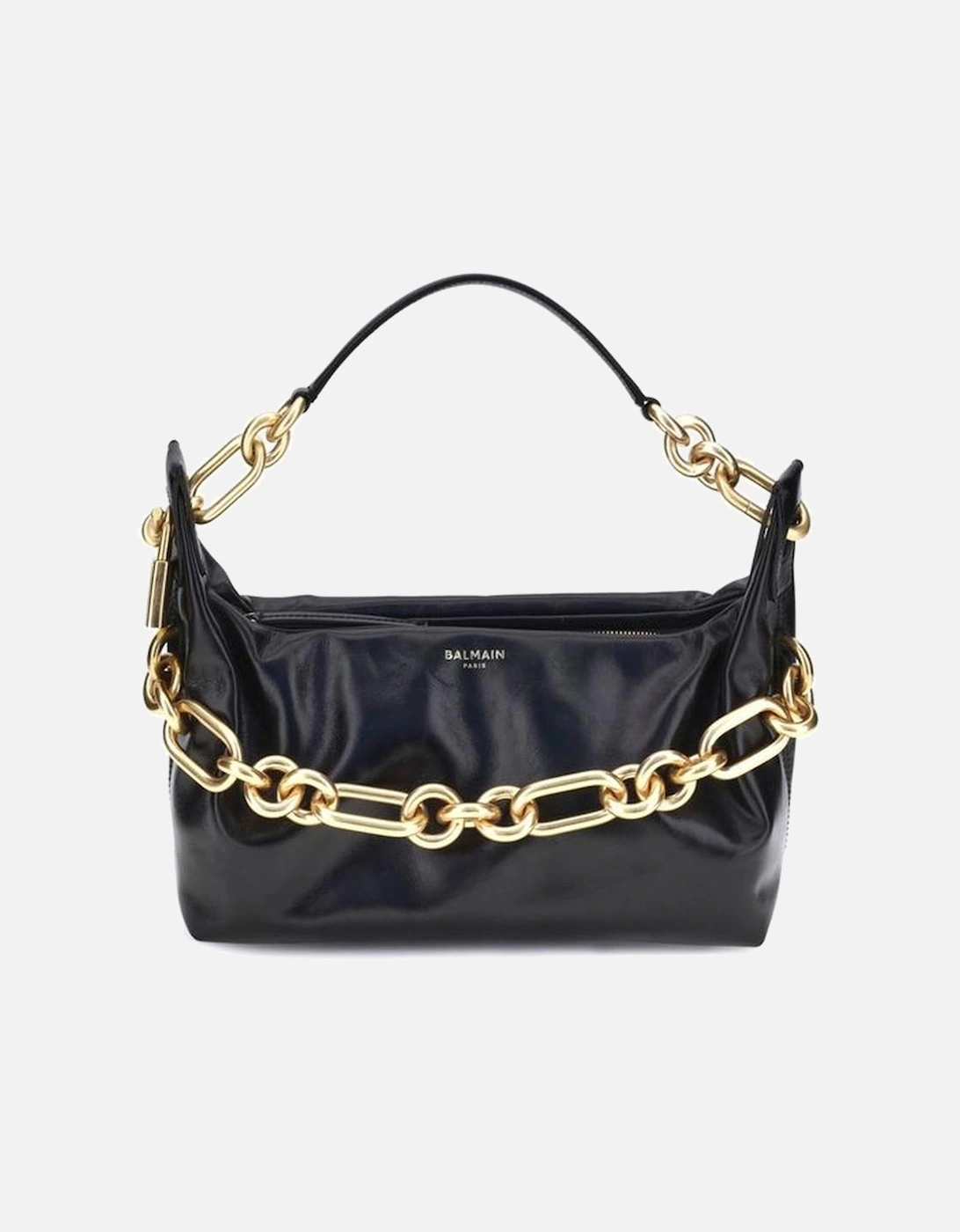 Leather Sync Shoulder Bag with Gold Chain Handle Women - Black, 5 of 4