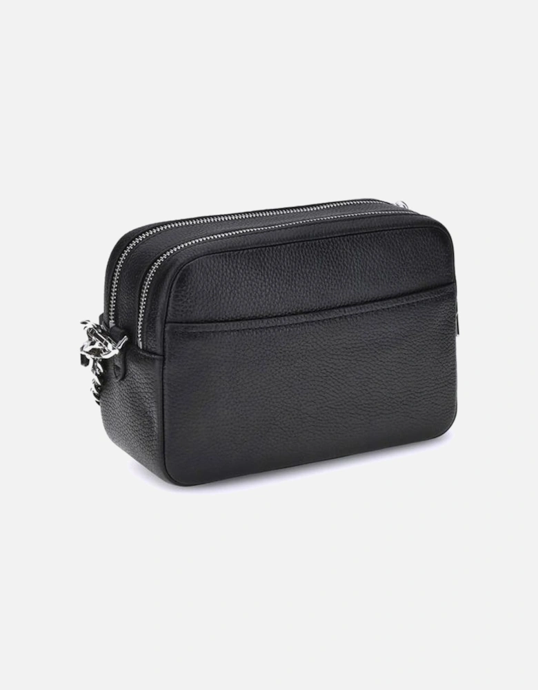 Grained Leather Compact Shoulder Bag Women - Black