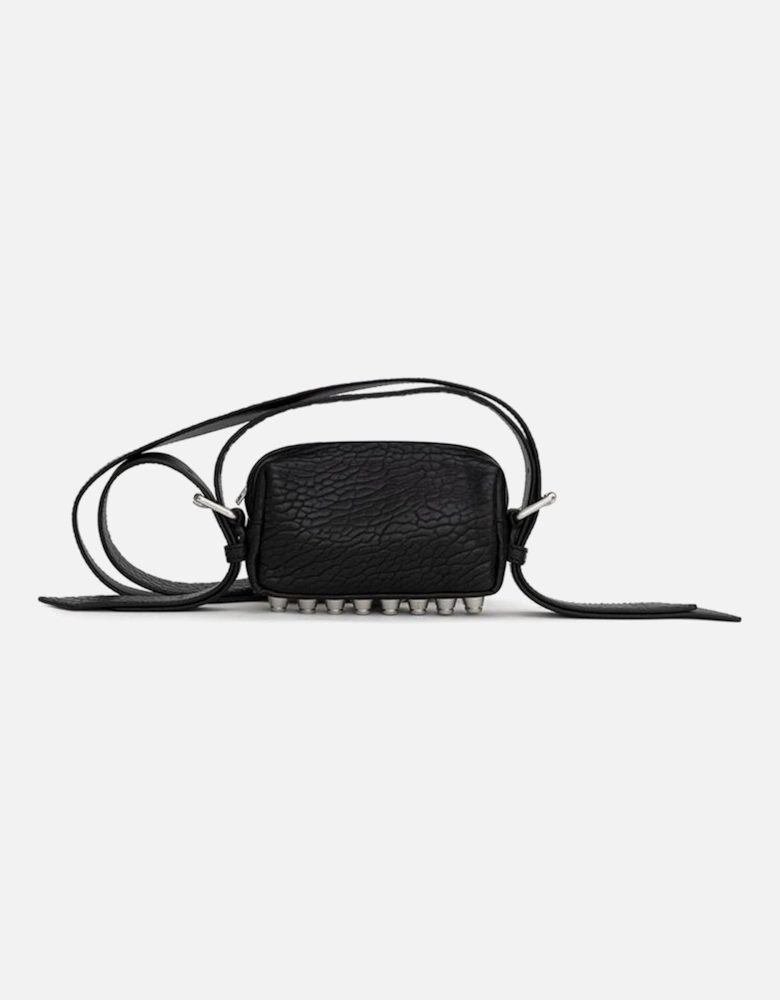 Hedgehog Leather Shoulder Bag with Studded Bottom Women - Black
